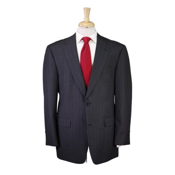 Hart Schaffner Marx Gold Trumpeter Gray Pinstripe 2-Btn Wool Suit 42R - Picture 1 of 9